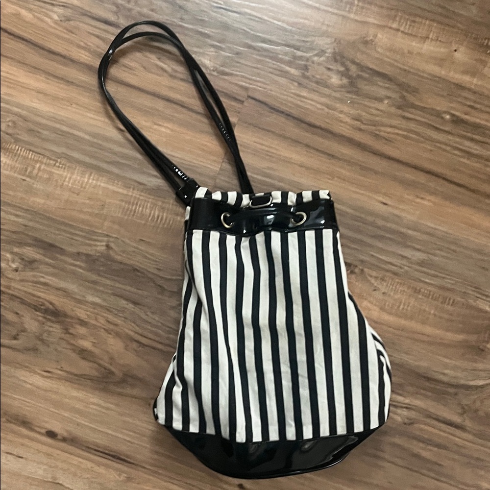 Lancôme Black and White Striped Beach Bag